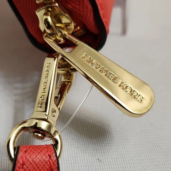 Michael Kors Jet Set Travel Continental Leather Coral Reef Wallet - Picture 5 of 10